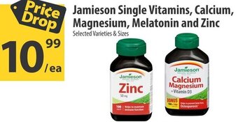 Co-op Jamieson Single Vitamins, Calcium, Magnesium, Melotonin and Zinc offer