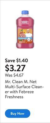 Walmart Mr. clean m. net multi-surface cleaner with febreze freshness offer