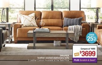 La Z Boy Draper leather seated stationary sofa offer