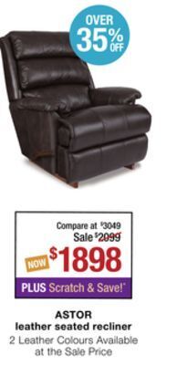 La Z Boy Astor leather seated recliner offer