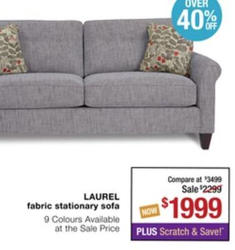 La Z Boy Laurel fabric stationary sofa offer