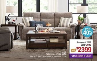 La Z Boy Jay fabric reclining sofa offer