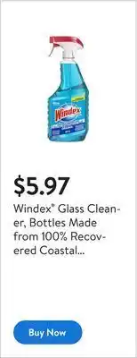 Walmart Windex® glass cleaner, bottles made from 100% recovered coastal plastic, original, 950ml offer