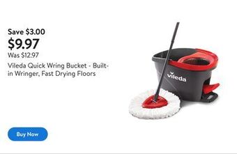 Walmart Vileda quick wring bucket - built-in wringer, fast drying floors offer