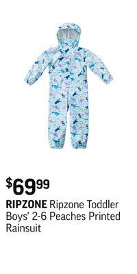 Sport Chek Ripzone toddler boys' 2-6 peaches printed rainsuit offer