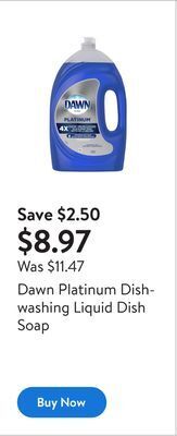Walmart Dawn platinum dishwashing liquid dish soap offer