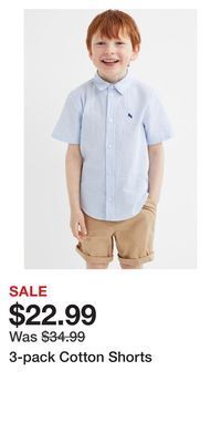 H&M 3-pack cotton shorts offer