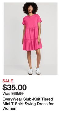 Old Navy Everywear slub-knit tiered mini t-shirt swing dress for women offer