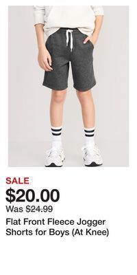 Old Navy Flat front fleece jogger shorts for boys (at knee) offer