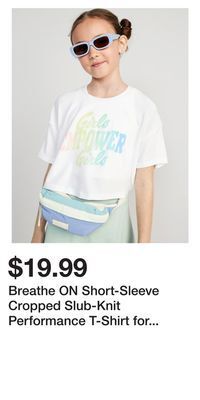 Old Navy Breathe on short-sleeve cropped slub-knit performance t-shirt for girls offer