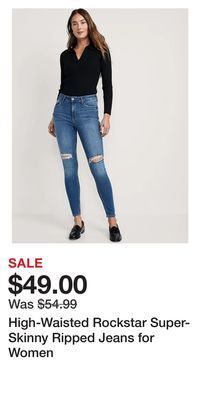Old Navy High-waisted rockstar super-skinny ripped jeans for women offer