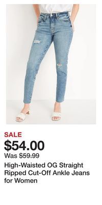 Old Navy High-waisted og straight ripped cut-off ankle jeans for women offer