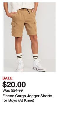 Old Navy Fleece cargo jogger shorts for boys (at knee) offer