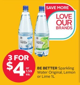 Rexall Be better sparkling water original, lemon or lime offer