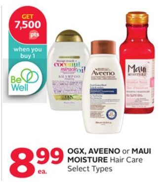 Rexall Ogx, aveeno or maui moisture hair care offer