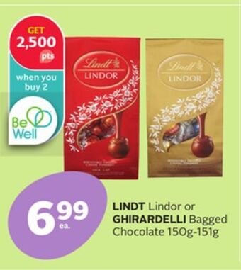 Rexall Lindt lindor or ghirardelli bagged chocolate offer