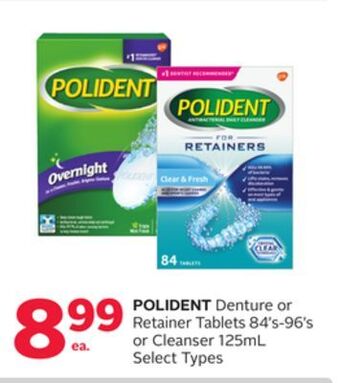 Rexall Polident denture or retainer tablets 84' s-96' s or cleanser 125ml offer