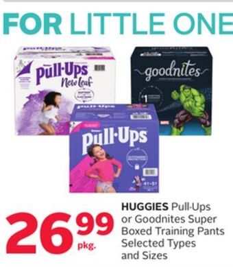 Rexall Huggies pull. ups or goodnites super boxed training pants offer