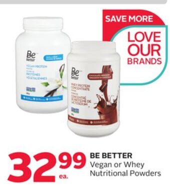 Rexall Be better vegan or whey nutritional powders offer