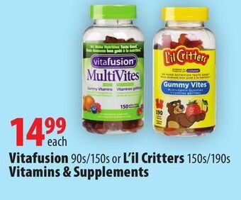 London Drugs Vitafusion 90s/150s or lil critters 150s/190s vitamins & supplements offer