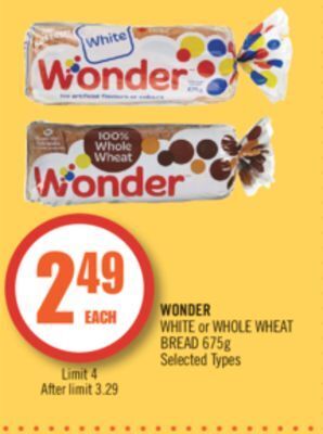 Shoppers Drug Mart Wonder white or whole wheat bread offer