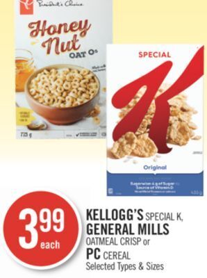 Shoppers Drug Mart Kellogg's special k general mills oatmeal crisp or pc cereal offer