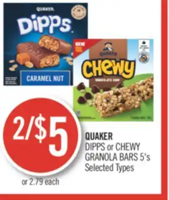 Shoppers Drug Mart Quaker dipps or chewy granola bars offer