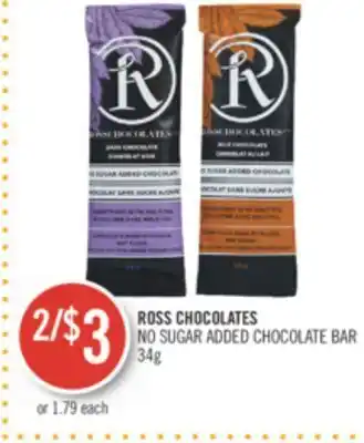 Shoppers Drug Mart Ross chocolates no sugar added chocolate bar offer