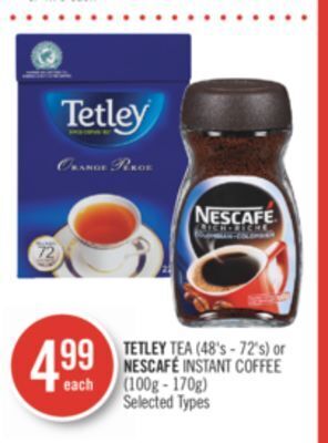 Shoppers Drug Mart Tetley tea (48's - 72's) or nescafe instant coffee (100g - 170g) offer