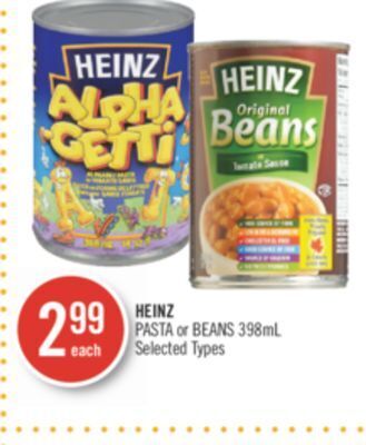 Shoppers Drug Mart Heinz pasta or beans offer