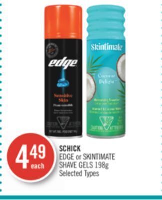 Shoppers Drug Mart Schick edge or skintimate shave gels offer