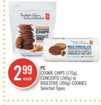 Shoppers Drug Mart Pc cookie chips (170g), concerto (240g) or digestive (300g) cookies offer