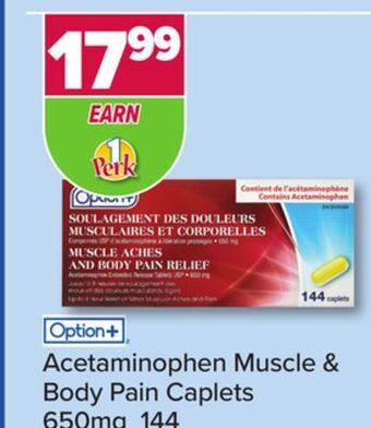 PharmaChoice Option+ acetaminophen muscle & body pain caplets offer