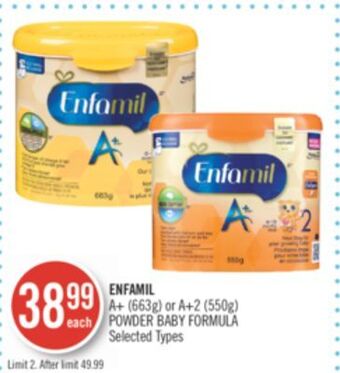 Shoppers Drug Mart Enfamil a+ (663g) or a+2 (550g) powder baby formula offer