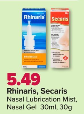 PharmaChoice Rhinaris, secaris nasal lubrication mist, nasal gel offer