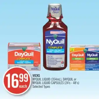 Shoppers Drug Mart Vicks nyquil liquid (354ml), dayquil or nyquil liquid capsules (24's-48's) offer