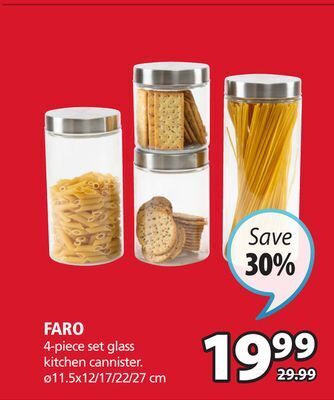 JYSK Faro 4-piece set glass kitchen cannister offer