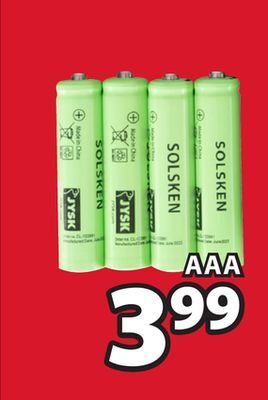 JYSK Solsken rechargeable solar batteries aaa offer