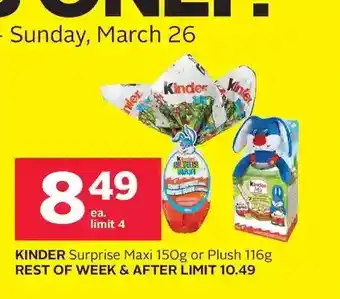 Rexall Kinder surprise maxi or plush offer