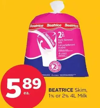 Rexall Beatrice skim, 1% or 2% milk offer
