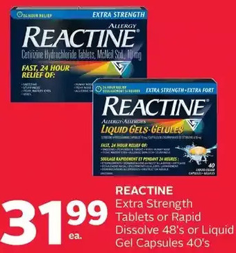 Rexall Reactine extra strength tablets or rapid dissolve or liquid gel capsules offer