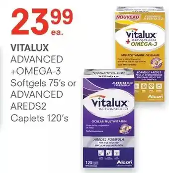 IDA Pharmacy Vitalux advavnced +omega-3 softgels or advanced areds2 caplets offer