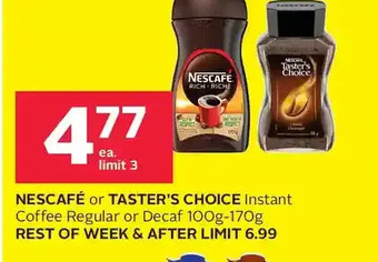 Rexall Nescafé or taster's choice instant coffee regular or decaf offer