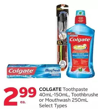 Rexall Colgate toothpaste, toothbrushes or mouthwash offer