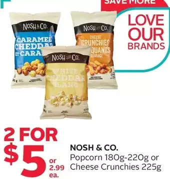 Rexall Nosh & co. popcorn or cheese crunchies offer