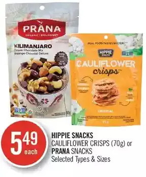 Shoppers Drug Mart Hippie snacks cauliflower crisps or prana snacks offer
