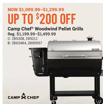 Bass Pro Camp chef woodwind pellet grills offer