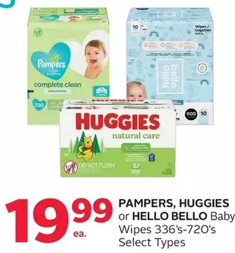 Rexall Pampers, huggies or hello bello baby wipes offer