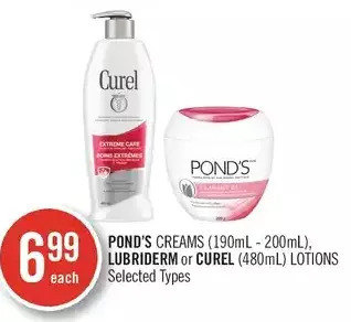 Shoppers Drug Mart Pond's creams, lubriderm or curel lotions offer