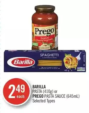 Shoppers Drug Mart Barilla pasta or prego pasta sauce offer